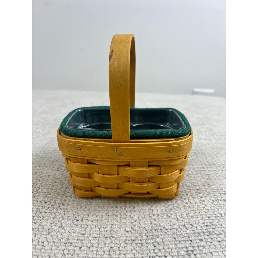 Longaberger 2002 Handwoven Miniature Basket Green‎ Liner Plastic Protector USA - Picture 3 of 7